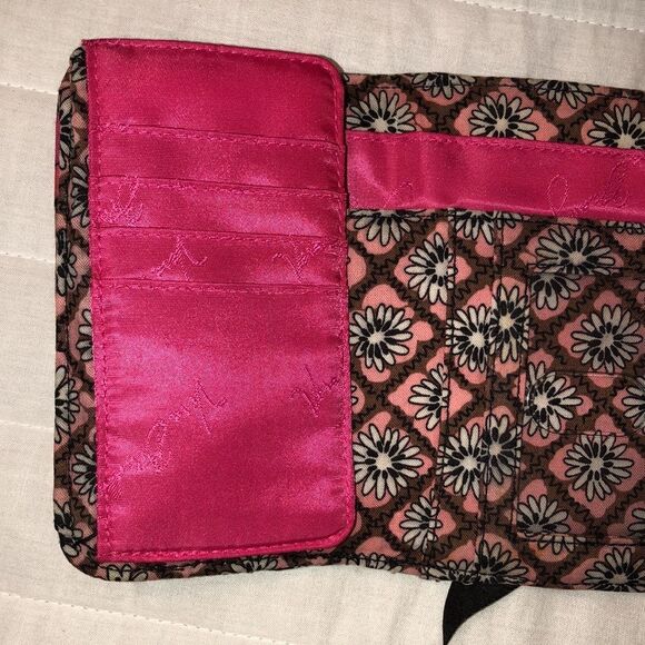 VB Mocha Rouge Mini Hobo Quilted Bag and Wallet Set Brown White Fuchsia Pink - Picture 5 of 15